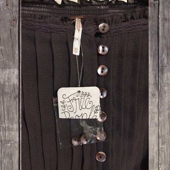 NWT Free People Sheer Embroidered Tunic Grey - Picture 3 of 3